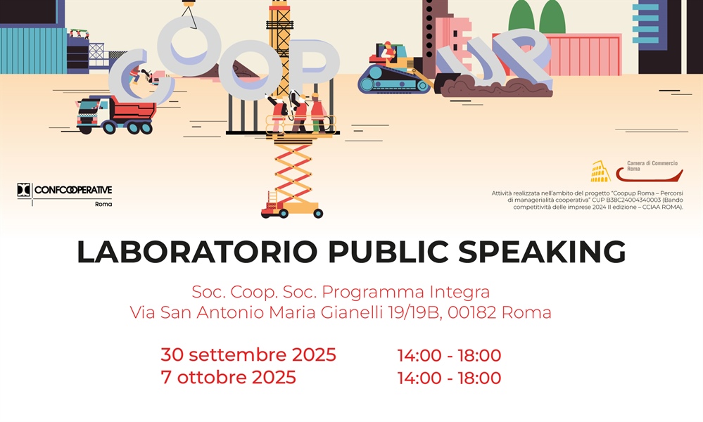30 settembre e 7 ottobre - CoopUP Roma "Laboratorio di public speaking"