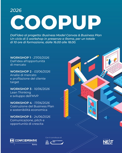 CoopUp Roma 2026: si parte con il ciclo di workshop "Business Model Canvas & Business Plan"